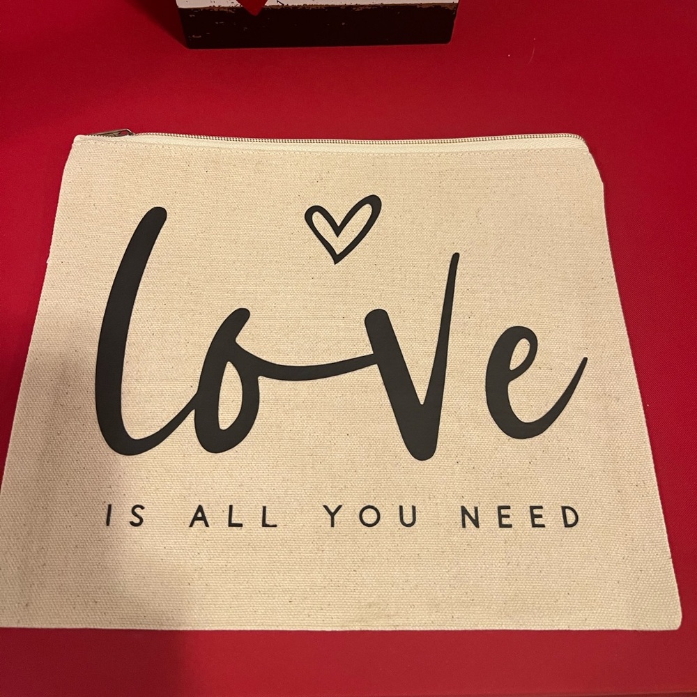 Canvas Zipper Pouch | “Love Is All You Need” | 9” x 10.75”
